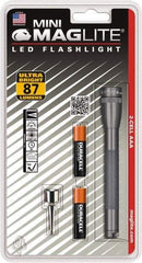 Mag-Lite - Clear LED Bulb, 111 Lumens, Mini Flashlight - Gray Aluminum Body, 2 AAA Alkaline Batteries Included - Benchmark Tooling