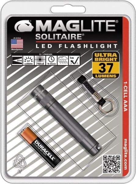 Mag-Lite - Clear LED Bulb, 47 Lumens, Mini Flashlight - Gray Aluminum Body, 1 AAA Alkaline Battery Included - Benchmark Tooling