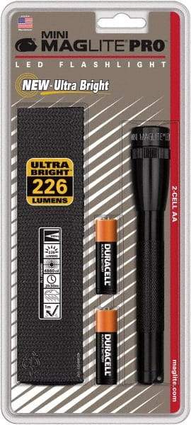 Mag-Lite - Clear LED Bulb, 272 Lumens, Mini Flashlight - Black Aluminum Body, 2 AA Alkaline Batteries Included - Benchmark Tooling