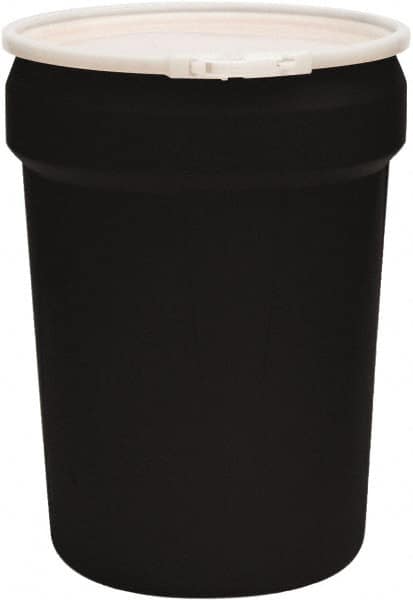 Eagle - 30 Gallon Black Tapered Cylinder Polyethylene Open Head Drum - 28-1/2" High x 21" Diam - Benchmark Tooling