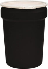 Eagle - 30 Gallon Black Tapered Cylinder Polyethylene Open Head Drum - 28-1/2" High x 21" Diam - Benchmark Tooling