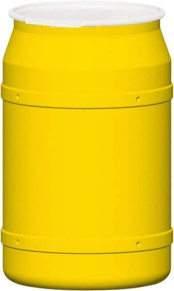 Eagle - 55 Gallon Yellow Cylindrical Polyethylene Open Head Drum - 36-3/8" High x 23" Diam - Benchmark Tooling