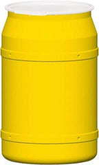 Eagle - 55 Gallon Yellow Cylindrical Polyethylene Open Head Drum - 36-3/8" High x 23" Diam - Benchmark Tooling