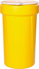 Eagle - 55 Gallon Yellow Tapered Cylinder Polyethylene Open Head Drum - 39-1/8" High x 23-3/4" Diam - Benchmark Tooling