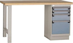 Rousseau Metal - 60 Wide x 30" Deep x 34" High, Laminated Hardwood Workbench - Fixed Legs - Benchmark Tooling