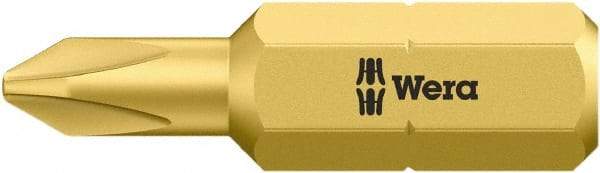 Wera - #2, Insert Phillips Screwdriver Bit - 1/4" Drive, 1" OAL - Benchmark Tooling