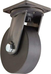 Hamilton - 12" Diam x 4" Wide x 15-1/2" OAH Top Plate Mount Swivel Caster - Nylon, 10,000 Lb Capacity, Precision Roller Ball Bearing, 8-1/2 x 8-1/2" Plate - Benchmark Tooling