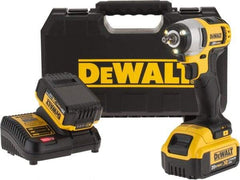 DeWALT - 3/8" Drive 20 Volt Mid-Handle Cordless Impact Wrench & Ratchet - 2,300 RPM, 0 to 2,700 BPM, 130 Ft/Lb Torque, 2 Lithium-Ion Batteries Included - Benchmark Tooling