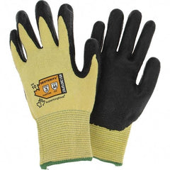 Value Collection - Size XL, ANSI Cut Lvl A4, Puncture Lvl 3, Abrasion Lvl 4, Cut & Puncture Resistant Gloves - Palm Coated, Black/Yellow - Benchmark Tooling