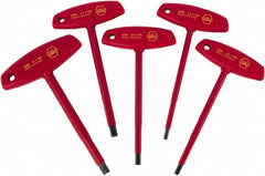 Wiha - 5 Piece, T-Handle Cushion Grip Hex Key Set - 4 to 10mm Range, Chrome Vanadium Molybdenum - Benchmark Tooling