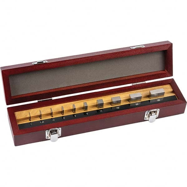 Gage Block Set: 10 Pc, AS-1 Grade, Steel Rectangle