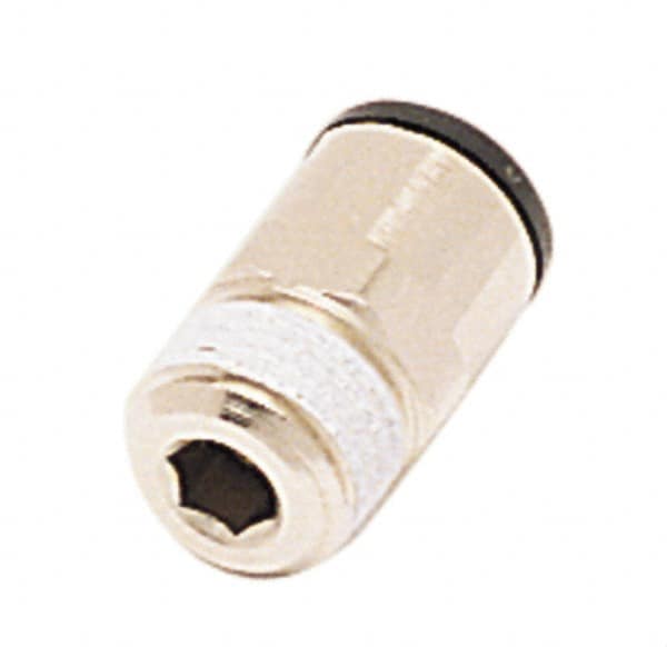 Legris - 10mm Outside Diam, 1/2 NPT, Nickel Plated Brass Push-to-Connect Tube Male Connector - 290 Max psi, Tube to Male NPT Connection, Buna Nitrile O-Ring - Benchmark Tooling