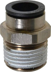 Legris - 12mm Outside Diam, 1/2 NPT, Nickel Plated Brass Push-to-Connect Tube Male Connector - 290 Max psi, Tube to Male NPT Connection, Buna Nitrile O-Ring - Benchmark Tooling