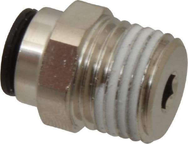 Legris - 1/4" Outside Diam, 1/4 BSPT, Nickel Plated Brass Push-to-Connect Tube Male Connector - 290 Max psi, Tube to Male BSPT Connection, Buna Nitrile O-Ring - Benchmark Tooling
