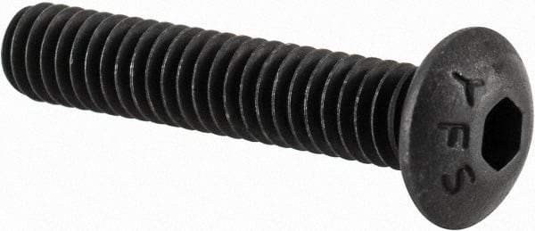 Value Collection - #8-32 UNC Hex Socket Drive, Button Screw - Alloy Steel, Black Oxide Finish, Fully Threaded, 7/8" Length Under Head - Benchmark Tooling