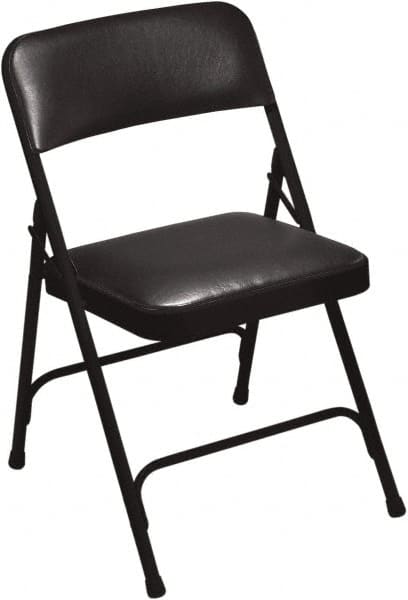 NPS - 18-3/4" Wide x 20-1/4" Deep x 29-1/2" High, Vinyl Folding Chair with Vinyl Padded Seat - Caviar Black - Benchmark Tooling