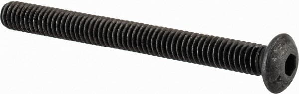 Value Collection - #8-32 UNC Hex Socket Drive, Button Screw - Alloy Steel, Black Oxide Finish, Fully Threaded, 1-3/4" Length Under Head - Benchmark Tooling