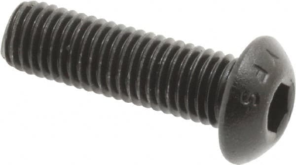 Value Collection - 1/4-28 UNF Hex Socket Drive, Button Screw - Alloy Steel, Black Oxide Finish, Fully Threaded, 7/8" Length Under Head - Benchmark Tooling