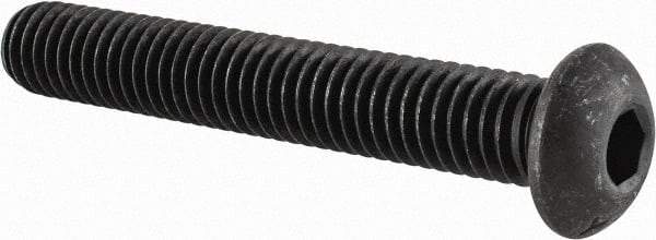 Value Collection - 3/8-16 UNC Hex Socket Drive, Button Screw - Alloy Steel, Black Oxide Finish, Fully Threaded, 2-1/2" Length Under Head - Benchmark Tooling