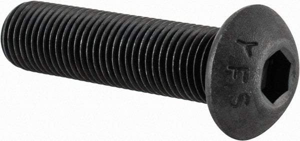 Value Collection - 3/8-24 UNF Hex Socket Drive, Button Screw - Alloy Steel, Black Oxide Finish, Fully Threaded, 1-1/2" Length Under Head - Benchmark Tooling