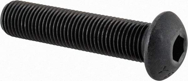 Value Collection - 3/8-24 UNF Hex Socket Drive, Button Screw - Alloy Steel, Black Oxide Finish, Fully Threaded, 1-3/4" Length Under Head - Benchmark Tooling