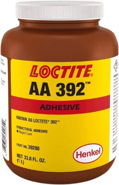 Loctite - 33.18 oz Bottle Two Part Acrylic Adhesive - 15 min Working Time, 2,500 psi Shear Strength - Benchmark Tooling