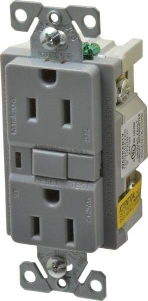 Cooper Wiring Devices - 1 Phase, 5-15R NEMA, 125 VAC, 15 Amp, Self Grounding, GFCI Receptacle - 2 Pole, Back and Side Wiring, Tamper Resistant, Specification Grade - Benchmark Tooling