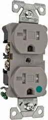 Cooper Wiring Devices - 125 VAC, 20 Amp, 5-20R NEMA Configuration, Gray, Hospital Grade, Self Grounding Duplex Receptacle - 1 Phase, 2 Poles, 3 Wire, Flush Mount, Chemical, Impact and Tamper Resistant - Benchmark Tooling