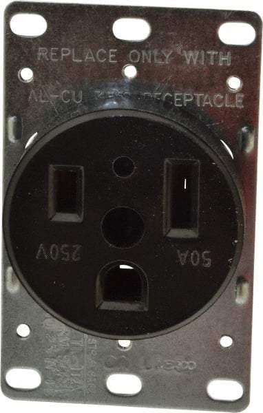 Cooper Wiring Devices - 250 VAC, 50 Amp, 6-50R NEMA Configuration, Black, Specification Grade, Self Grounding Single Receptacle - 1 Phase, 2 Poles, 3 Wire, Flush Mount, Corrosion Resistant - Benchmark Tooling