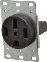 Cooper Wiring Devices - 125/250 VAC, 50 Amp, 14-50R NEMA Configuration, Black, Industrial Grade, Ungrounded Single Receptacle - 1 Phase, 3 Poles, 3 Wire, Flush Mount, Corrosion Resistant - Benchmark Tooling