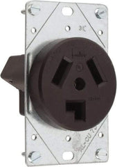 Cooper Wiring Devices - 125/250 VAC, 30 Amp, 10-30R NEMA Configuration, Brown, Specification Grade, Ungrounded Single Receptacle - 1 Phase, 3 Poles, 3 Wire, Flush Mount, Corrosion Resistant - Benchmark Tooling