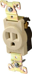 Cooper Wiring Devices - 125 VAC, 20 Amp, 5-20R NEMA Configuration, Ivory, Industrial Grade, Self Grounding Single Receptacle - 1 Phase, 2 Poles, 3 Wire, Flush Mount, Chemical, Heat and Impact Resistant - Benchmark Tooling