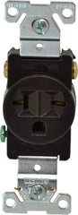 Cooper Wiring Devices - 250 VAC, 20 Amp, 6-20R NEMA Configuration, Brown, Industrial Grade, Self Grounding Single Receptacle - 1 Phase, 2 Poles, 3 Wire, Flush Mount, Chemical, Heat and Impact Resistant - Benchmark Tooling