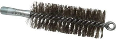 Schaefer Brush - 4-1/2" Brush Length, 1-3/4" Diam, Double Stem, Double Spiral Tube Brush - 7-1/4" Long, Stainless Steel, 1/4" NPSM Male Connection - Benchmark Tooling