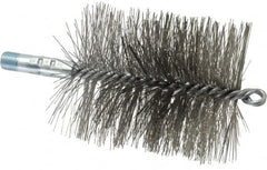 Schaefer Brush - 4-1/2" Brush Length, 3-3/4" Diam, Double Stem, Double Spiral Tube Brush - 7-1/4" Long, Stainless Steel, 1/4" NPSM Male Connection - Benchmark Tooling