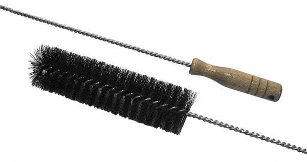 Schaefer Brush - 2-1/8" Diam, 7" Bristle Length, Boiler & Furnace Fiber Brush - Standard Wood Handle, 48" OAL - Benchmark Tooling