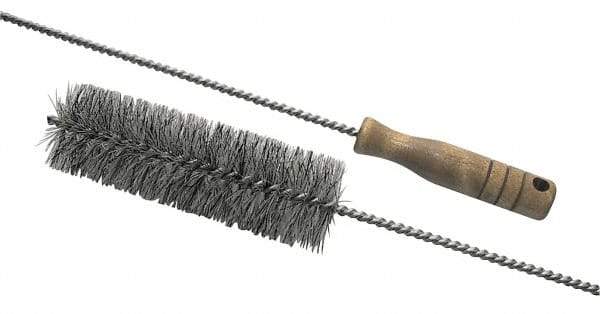 Schaefer Brush - 3" Diam, 6" Bristle Length, Boiler & Furnace Fiber Brush - Standard Wood Handle, 42" OAL - Benchmark Tooling