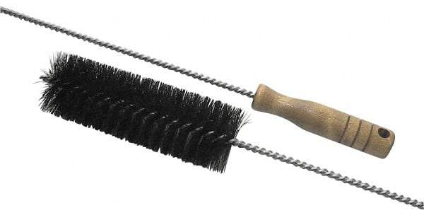 Schaefer Brush - 2" Diam, 6" Bristle Length, Boiler & Furnace Fiber & Hair Brush - Standard Wood Handle, 27" OAL - Benchmark Tooling