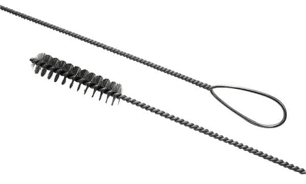 Schaefer Brush - 1-1/2" Diam, 4" Bristle Length, Boiler & Furnace Tempered Wire Brush - Wire Loop Handle, 42" OAL - Benchmark Tooling