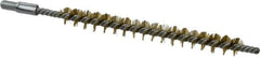 Schaefer Brush - 3" Brush Length, 5/16" Diam, Double Stem, Single Spiral Tube Brush - 4-1/2" Long, Brass, 8-32 Male Connection - Benchmark Tooling