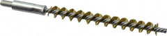 Schaefer Brush - 4" Brush Length, 7/16" Diam, Double Stem, Single Spiral Tube Brush - 6-1/4" Long, Brass, 1/4-28 Male Connection - Benchmark Tooling