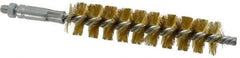 Schaefer Brush - 4" Brush Length, 7/8" Diam, Double Stem, Single Spiral Tube Brush - 6-1/4" Long, Brass, 1/4-28 Male Connection - Benchmark Tooling