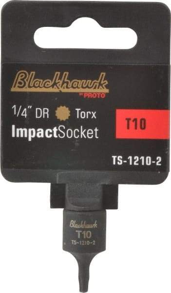 Blackhawk by Proto - 1/4" Drive, T10 Impact Torx Bit Socket - 1" OAL - Benchmark Tooling