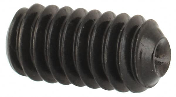 Made in USA - #5-40 UNC, 1/4" Length Under Head, Cup Point Set Screw - Grade 8 Alloy Steel, 1/16" Key - Benchmark Tooling