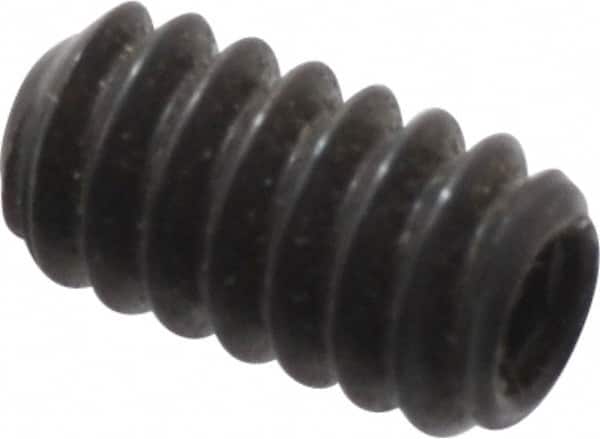 Made in USA - #6-32 UNC, 1/4" Length Under Head, Cup Point Set Screw - Grade 8 Alloy Steel, 1/16" Key - Benchmark Tooling