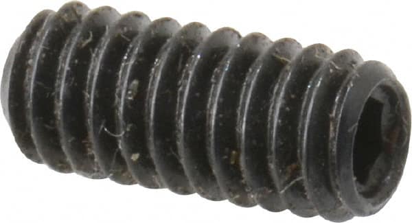 Made in USA - #8-32 UNC, 3/8" Length Under Head, Cup Point Set Screw - Grade 8 Alloy Steel, 5/64" Key - Benchmark Tooling