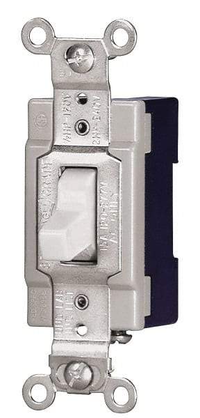 Cooper Wiring Devices - 4 Pole, 120 to 277 VAC, 15 Amp, Industrial Grade, Toggle, Wall and Dimmer Light Switch - 1.3 Inch Wide x 4.19 Inch High, Fluorescent - Benchmark Tooling