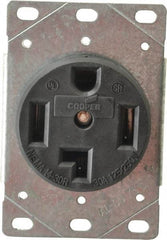 Cooper Wiring Devices - 125/250 VAC, 30 Amp, 14-30R NEMA Configuration, Black, Specification Grade, Ungrounded Single Receptacle - 1 Phase, 3 Poles, 3 Wire, Flush Mount, Corrosion Resistant - Benchmark Tooling