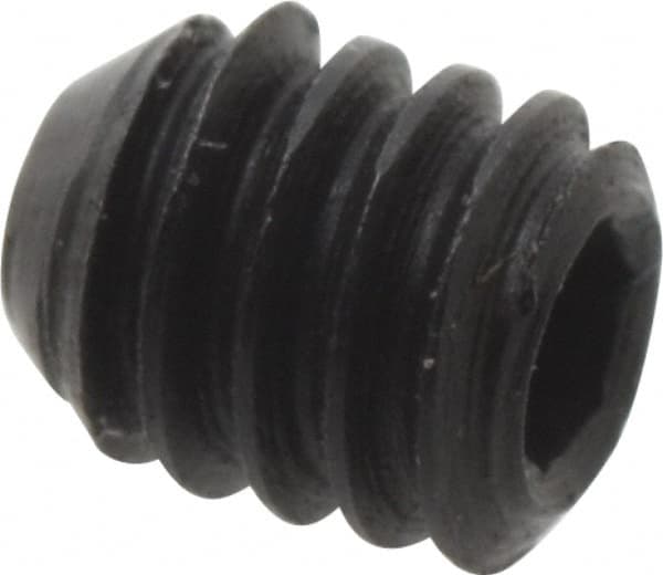 Made in USA - #4-48 UNF, 1/8" Length Under Head, Cup Point Set Screw - Grade 8 Alloy Steel, 0.05" Key - Benchmark Tooling