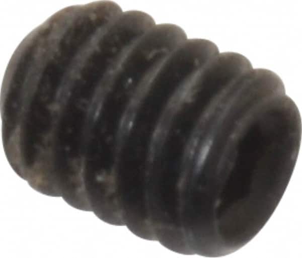 Made in USA - #6-40 UNF, 3/16" Length Under Head, Cup Point Set Screw - Grade 8 Alloy Steel, 1/16" Key - Benchmark Tooling